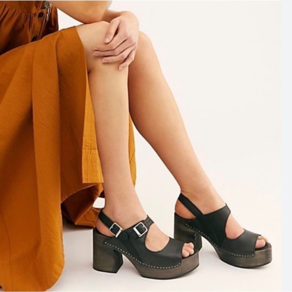 Free People Belem Clogs - Black Platform Sandals